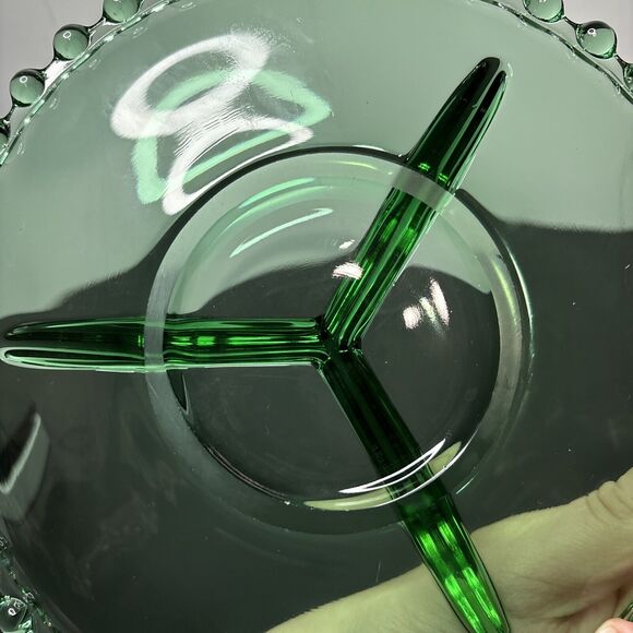 Candlewick Clear Green Glass Vintage Divided Serving Relish Dish Tray 8” - Picture 5 of 7